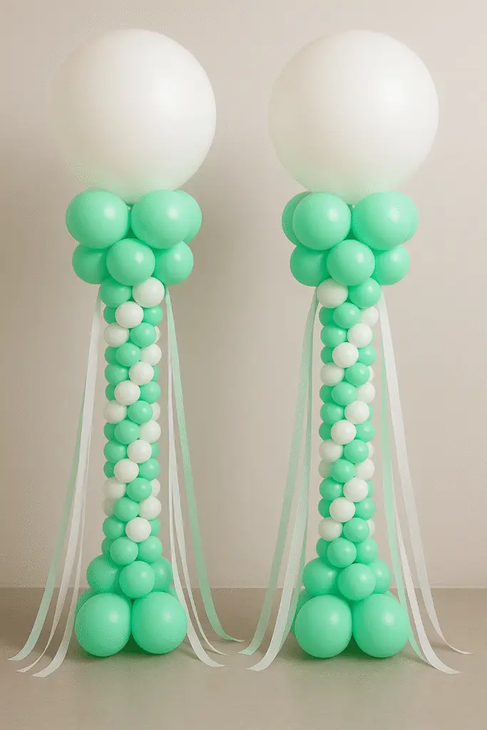 mint and white columns